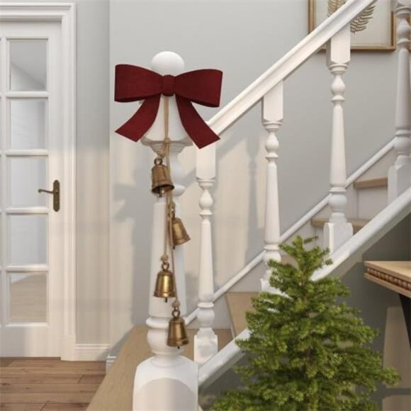 Gold Decorative Cow Bells Hanging Metal Jute Rope Bohemian Home Door Wall Decor - Picture 2 of 7